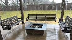 Absolute Black Granite with a Suede Finish Tops a Fire Pit